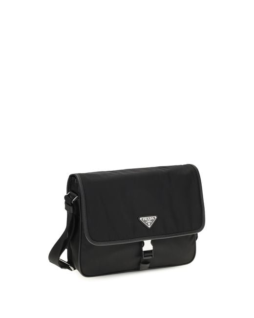 Prada Black Re-Nylon And Saffiano Shoulder Bag Recycled Polyamide for men