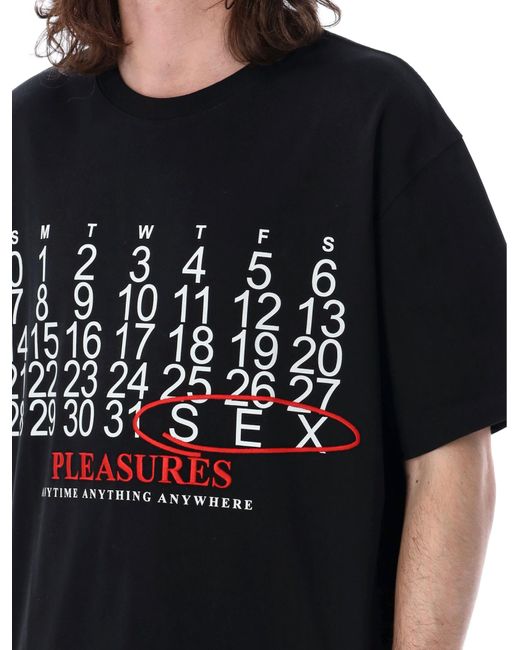 Pleasures Black Calendar Heavyweight T-Shirt for men