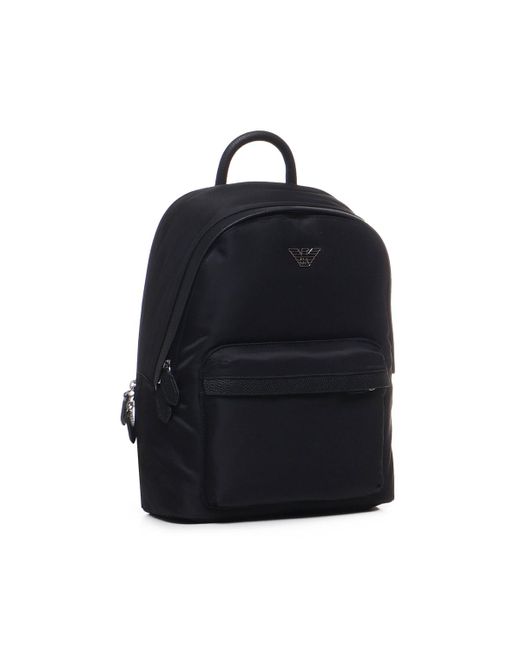 Emporio Armani Blue Backpack With Logo Plaque