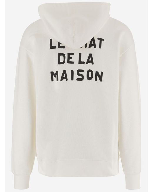 Valentino White Sweatshirt Le Chat Print Cotton for men