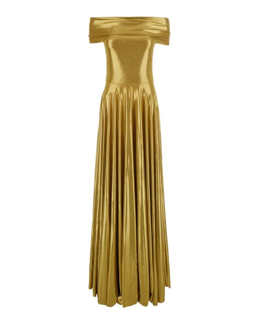 Norma Kamali Metallic Long Dress Tech Fabric Polyester