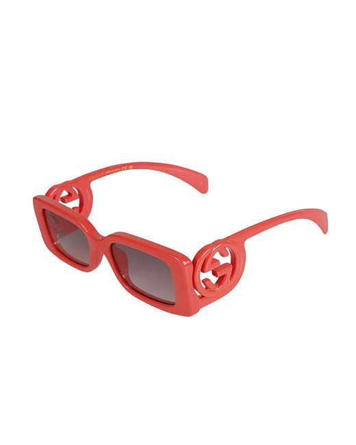 Gucci Red Rectangle Logo Sunglasses