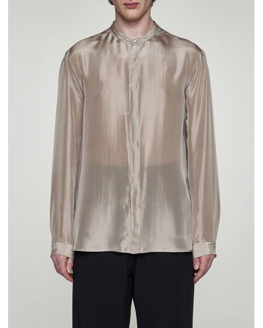 Giorgio Armani Brown Silk Shirt for men