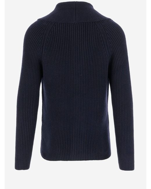 Tagliatore 0205 Blue Jackson Stretch Wool Cardigan for men