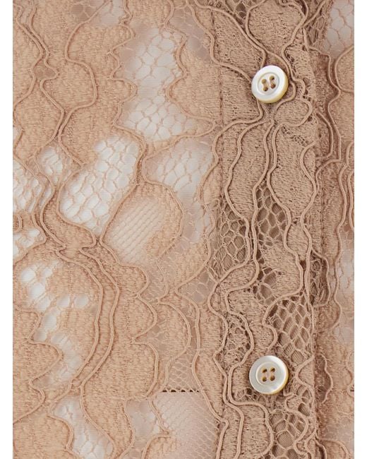 Le Plain Natural Shirt With Lace Embroidery, Blouses