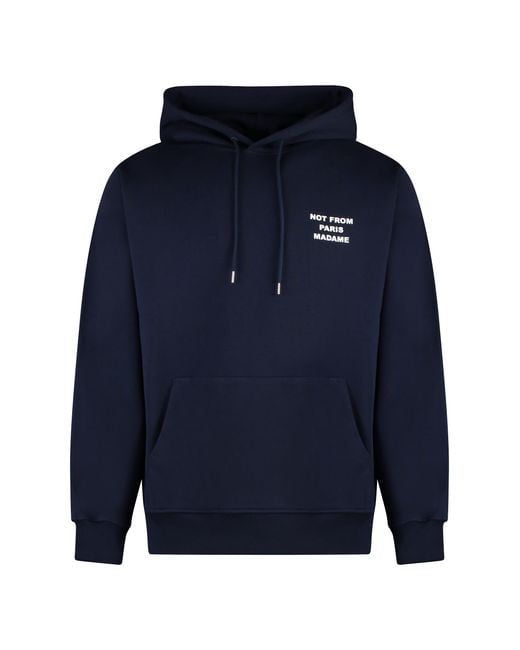 Drole de Monsieur Blue Hooded Sweatshirt Slogan Cotton Jumpers for men