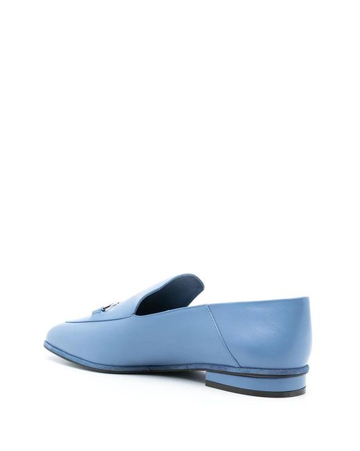 Ferragamo Blue Square Toe Loafers