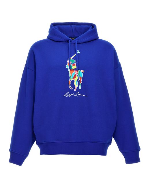 Polo Ralph Lauren Blue Logo Hoodie Sweatshirt for men