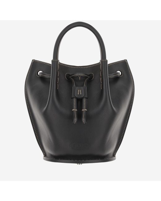 Tod's Black Leather Bucket Bag Calfskin Shoulder
