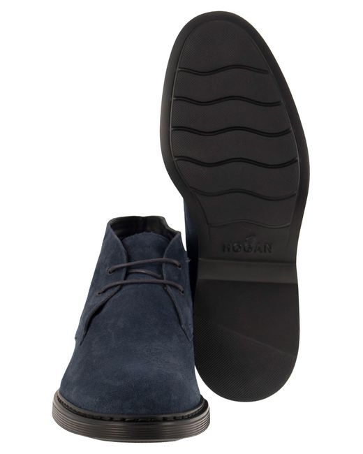 Hogan Blue H576 - Suede Ankle Boots for men