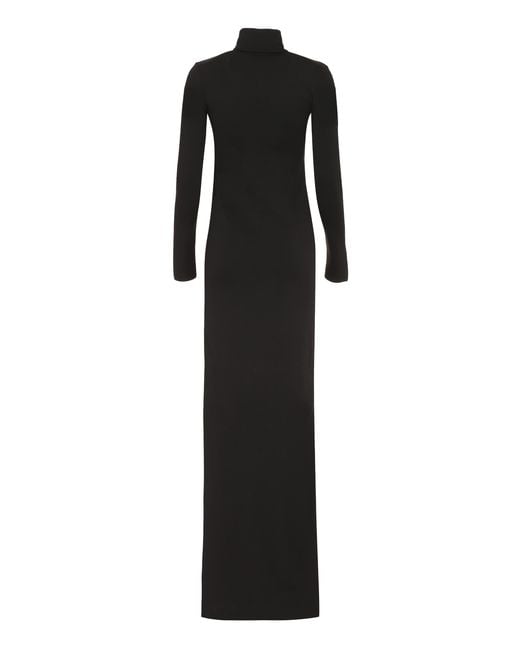 Saint Laurent Black Stand-Up Collar Wool Dress