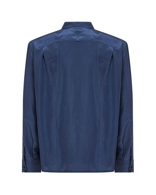 Saint Laurent Blue Viscose And Silk Shirt for men