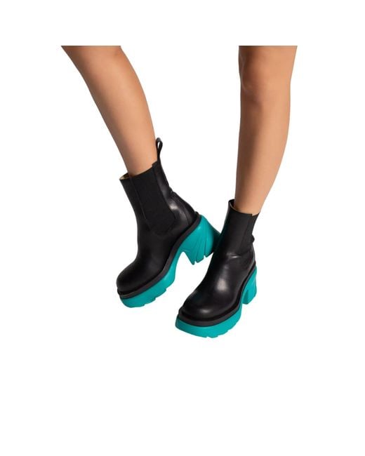 Bottega Veneta Black Contrast Sole Platform Ankle Boots