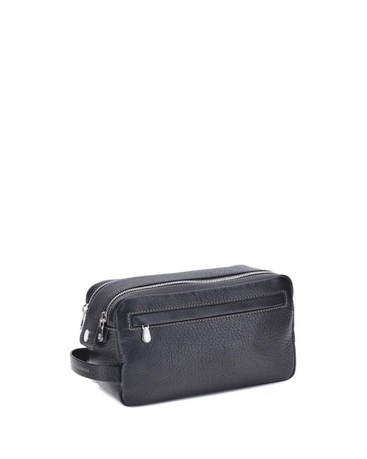 Brunello Cucinelli Blue Pebbled Leather Beauty Case for men