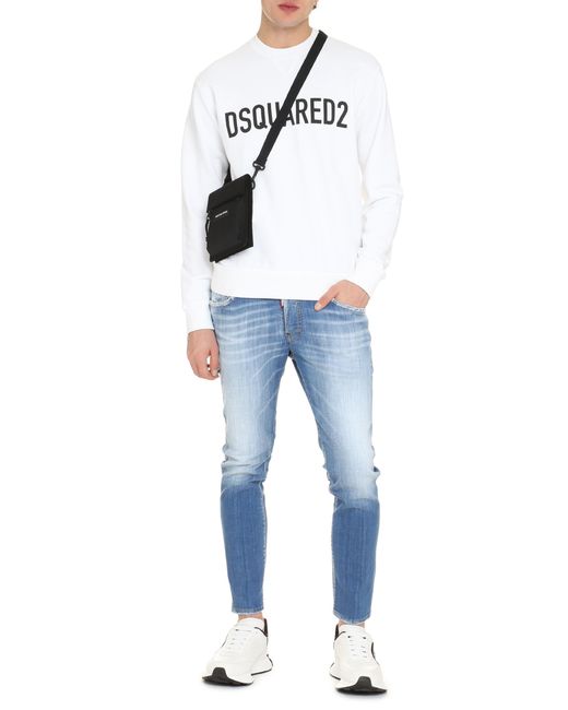 DSquared² White Cotton Sweatshirt Crew Neck Sweatshirts for men