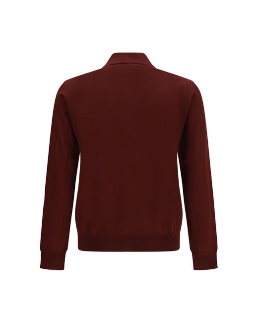 Valentino Red Long-Sleeve Wool Polo With Vlogo Merino Ovis Aries Shirts for men