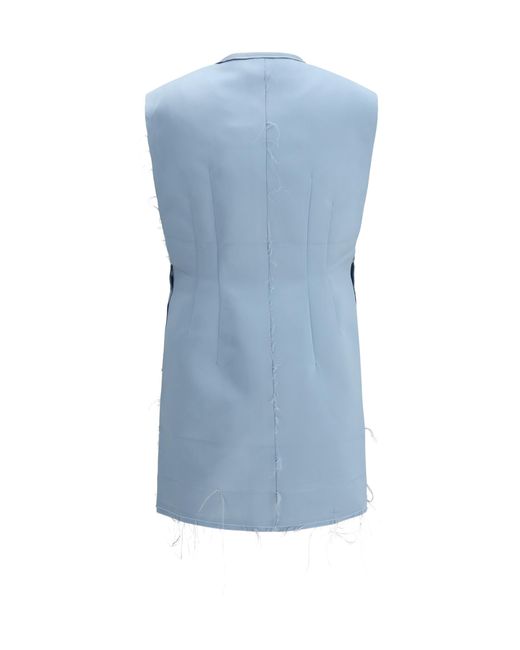 DI STAVNITSER Blue Sleeveless Dress Polyester