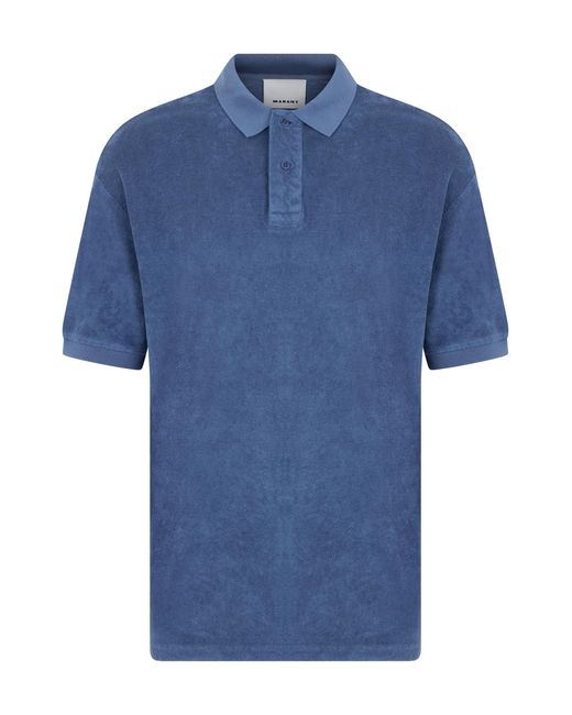 Isabel Marant Blue Short-Sleeved Polo Cotton Shirts for men