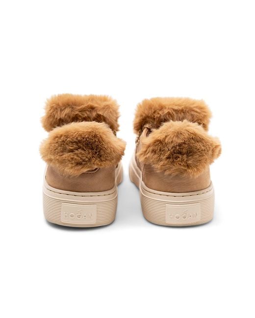 Hogan Black Faux-Fur Trimmed Sneakers