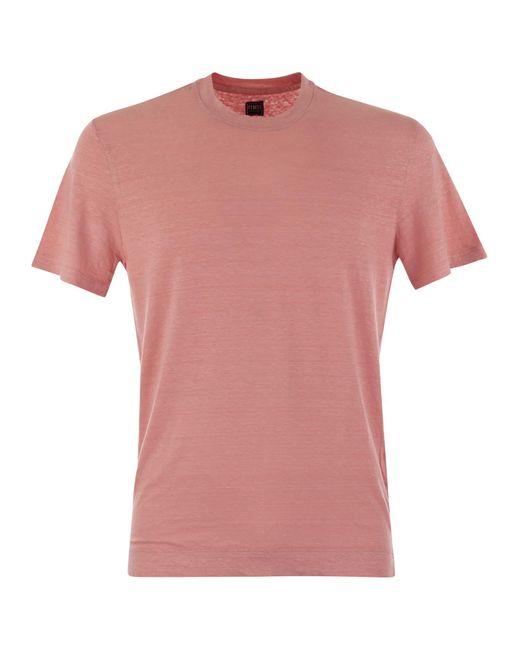Fedeli Pink Linen Flex T-Shirt for men