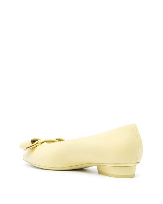 Ferragamo Metallic Viva Vara Bow Ballerina Shoes