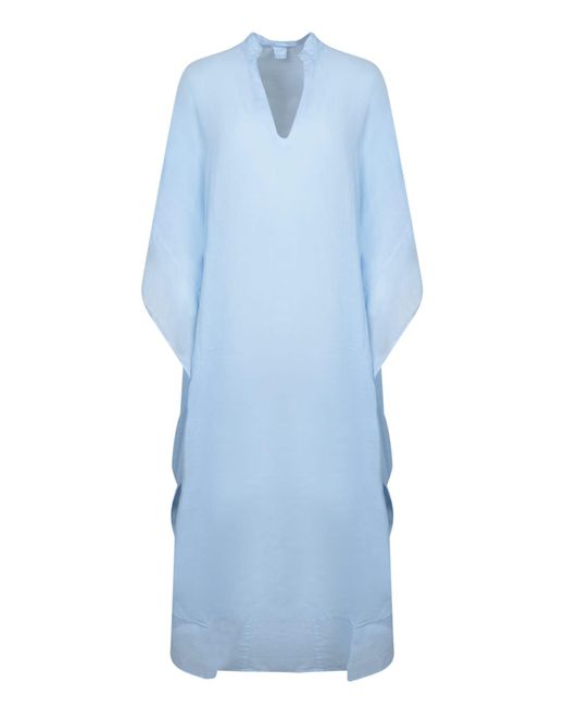 120% Lino Blue Linen Kaftan Dress