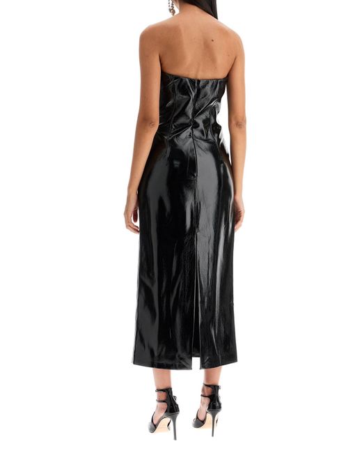 ANDAMANE Black Patent Leather Bustier Dress