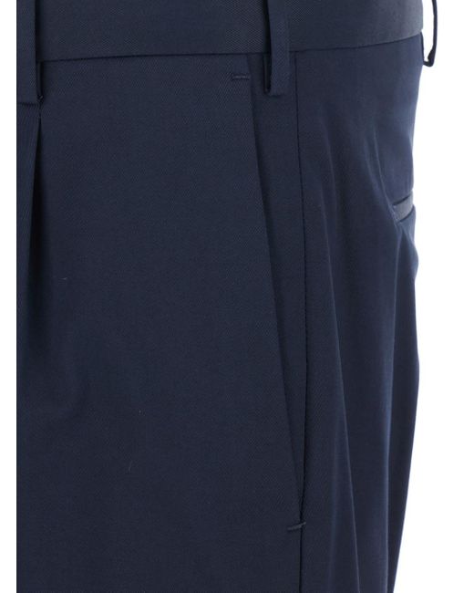 PT Torino Blue Pants With Pleats And Belt Loops for men