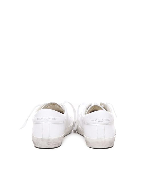 Philippe Model White Sneakers With Prsx Lived-in Effect for men