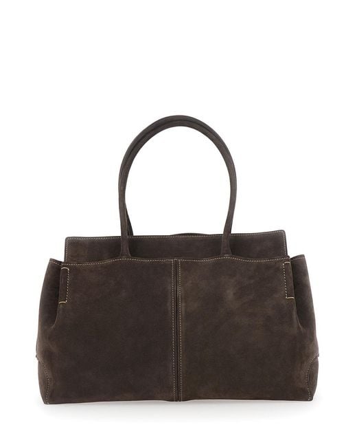 Tod's Black Shoulder Bag With Leather Handles, Calfskin