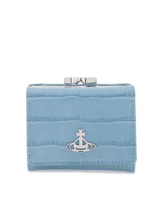 Vivienne Westwood Blue Croc-Embossed Leather Wallet