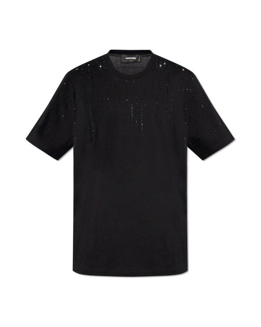 DSquared² Black T-shirt With Sequins, for men