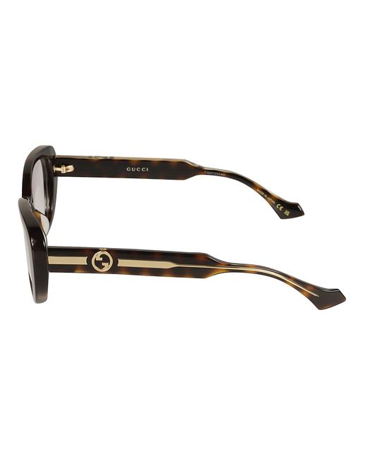Gucci Brown Curved Square Logo Lens Frame