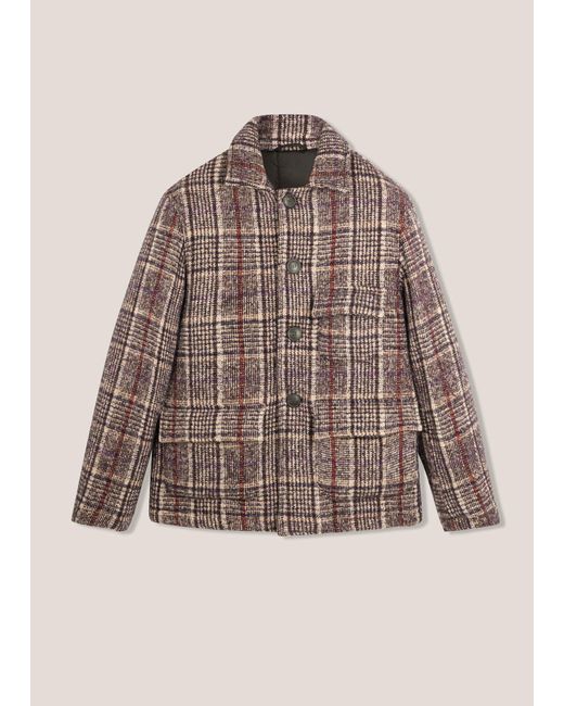 Doppiaa Brown Aaderbale Wool Checked Jacket Coats
