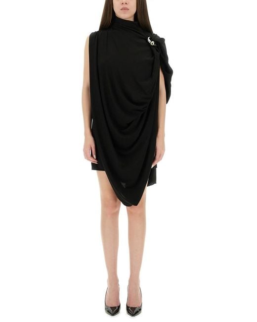 Jean Paul Gaultier Black Draped Dress With Piercings