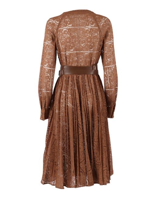 Max Mara Brown Dress Polyester Midi
