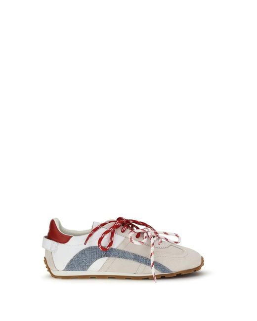 DSquared² White Sneakers Calf Leather-Denim- Trainers for men