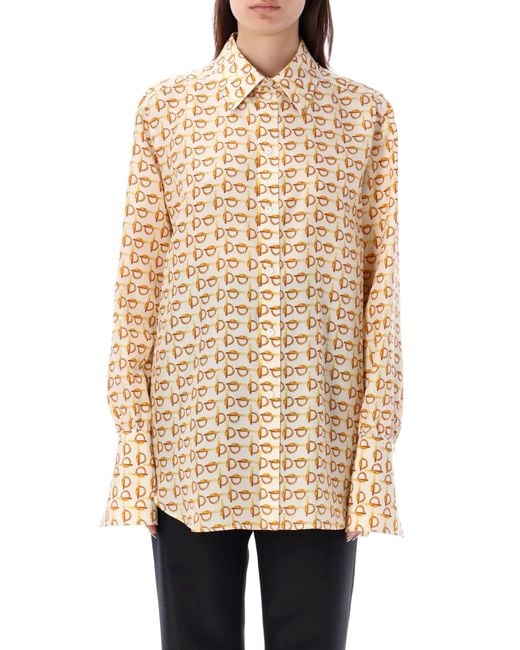 Burberry Natural Patterned Silk Shirt