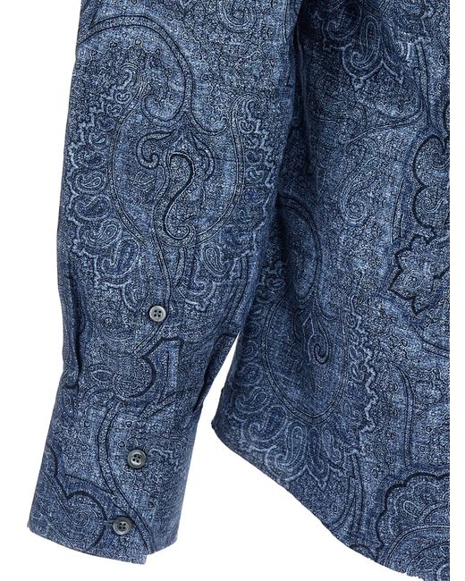 Brunello Cucinelli Blue Printed Shirt for men