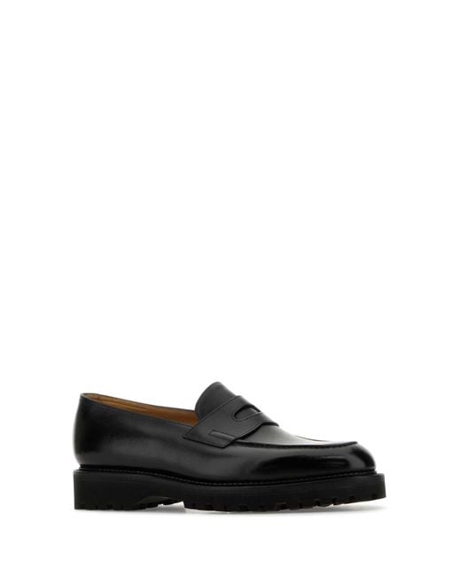John Lobb Black Leather Lopez Loafers for men