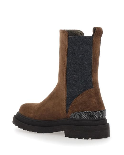 Brunello Cucinelli Brown Ankle Boots Suede Leather