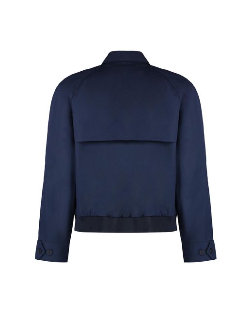 Maison Kitsuné Blue Cotton Bomber Jacket for men