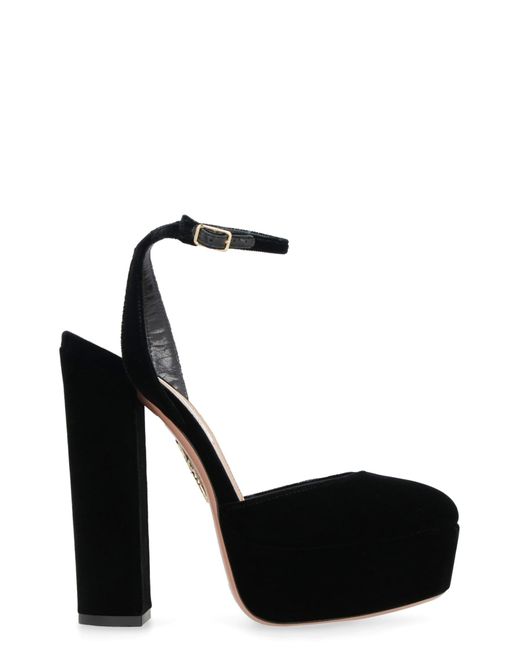 Aquazzura So High Velvet Platform Pump in Black | Lyst