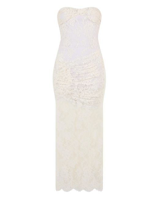 The Mannei White Long Lace Dress Cotton