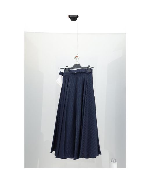 Dior Blue Skirt Oblique Ton Sur Silk