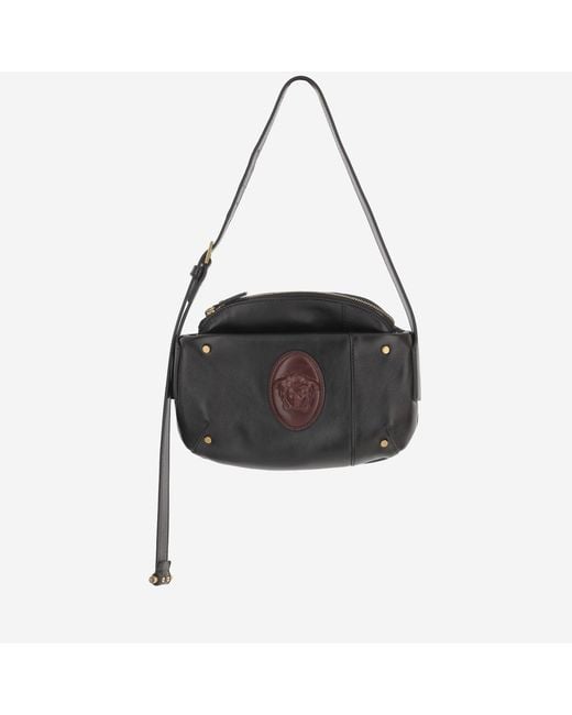Versace Black Leather Shoulder Bag
