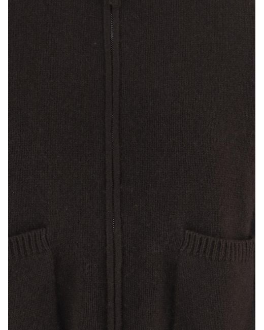 Allude Black Cashmere Zip-Up Sweater Dark