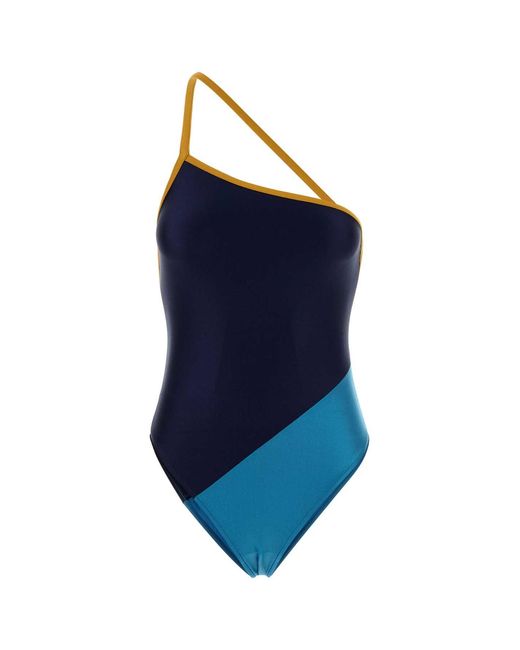 Saint Laurent Blue Two-Tone Stretch Nylon Swimsuit