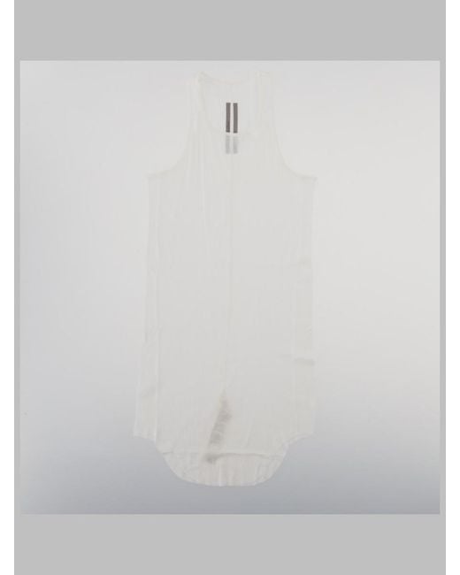 Rick Owens White Tank Top Basic Rib Cotton for men
