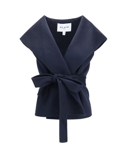 Alaïa Blue Cashmere Hooded Jacket (Capra Hircus)